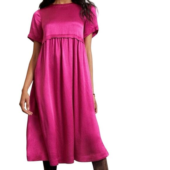 MAEVE by Anthropologie Jimena Midi Dress Short Sleeve Tunic Sz M Solid P… - Picture 1 of 12